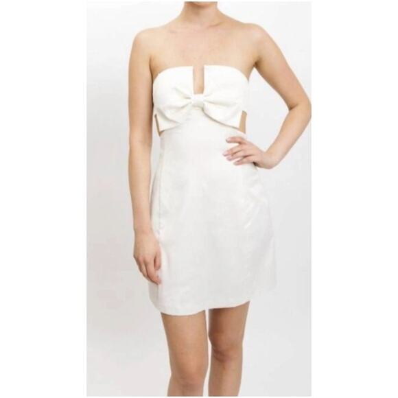 FLORA BEA Kayle Strapless Mini Bow Dress In Whitebridge Small NEW - Picture 3 of 7